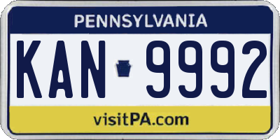PA license plate KAN9992
