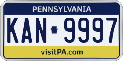 PA license plate KAN9997