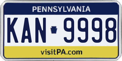 PA license plate KAN9998