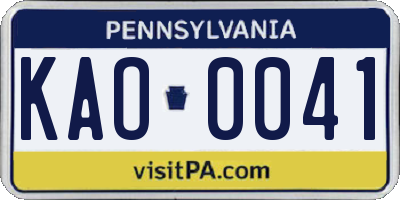 PA license plate KAO0041
