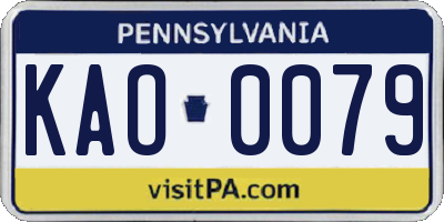 PA license plate KAO0079