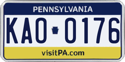 PA license plate KAO0176