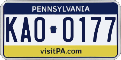 PA license plate KAO0177