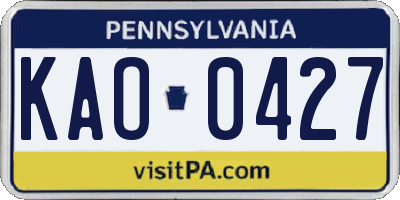 PA license plate KAO0427