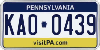 PA license plate KAO0439