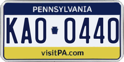 PA license plate KAO0440
