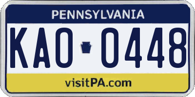 PA license plate KAO0448