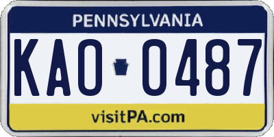 PA license plate KAO0487