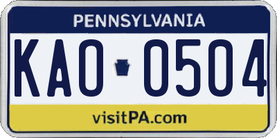 PA license plate KAO0504