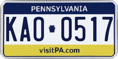PA license plate KAO0517