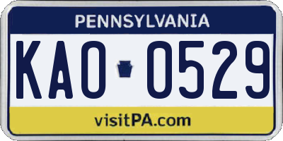 PA license plate KAO0529