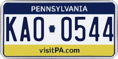 PA license plate KAO0544