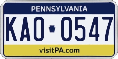 PA license plate KAO0547