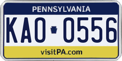 PA license plate KAO0556
