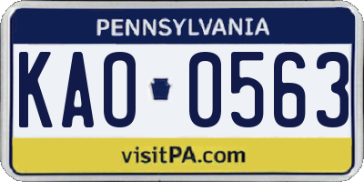 PA license plate KAO0563