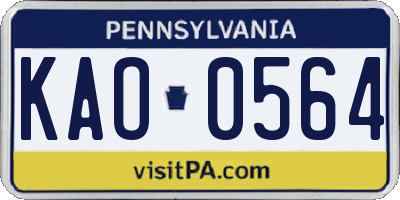 PA license plate KAO0564