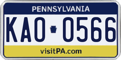 PA license plate KAO0566