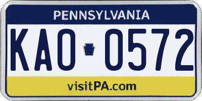PA license plate KAO0572