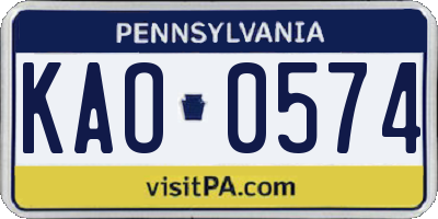 PA license plate KAO0574