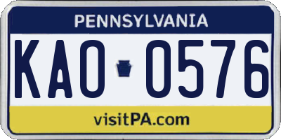 PA license plate KAO0576
