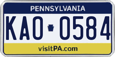 PA license plate KAO0584
