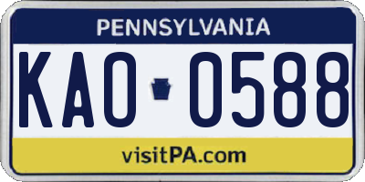 PA license plate KAO0588