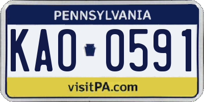 PA license plate KAO0591