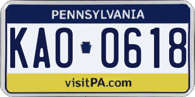 PA license plate KAO0618