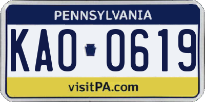 PA license plate KAO0619
