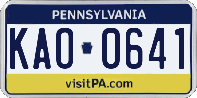 PA license plate KAO0641