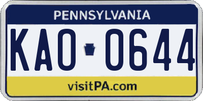 PA license plate KAO0644