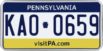 PA license plate KAO0659