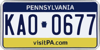 PA license plate KAO0677