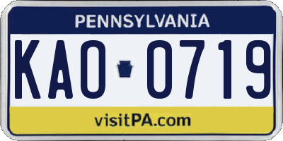 PA license plate KAO0719