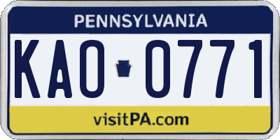 PA license plate KAO0771