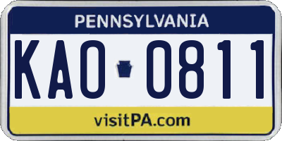 PA license plate KAO0811
