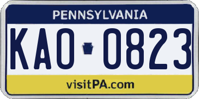 PA license plate KAO0823