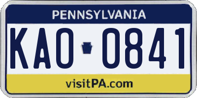 PA license plate KAO0841