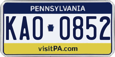 PA license plate KAO0852