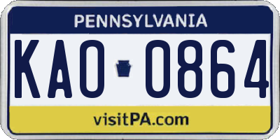 PA license plate KAO0864