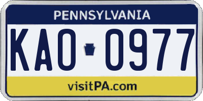 PA license plate KAO0977