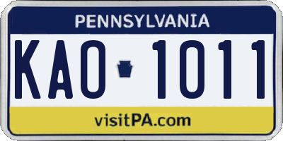 PA license plate KAO1011