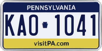 PA license plate KAO1041