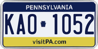 PA license plate KAO1052