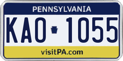 PA license plate KAO1055