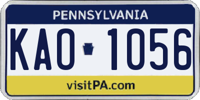 PA license plate KAO1056
