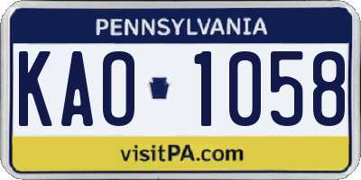 PA license plate KAO1058