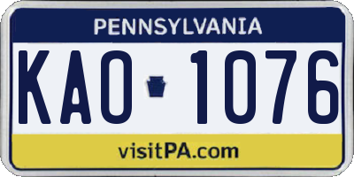 PA license plate KAO1076