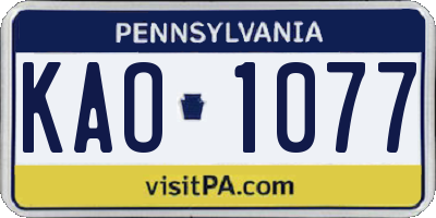 PA license plate KAO1077