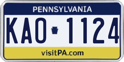 PA license plate KAO1124